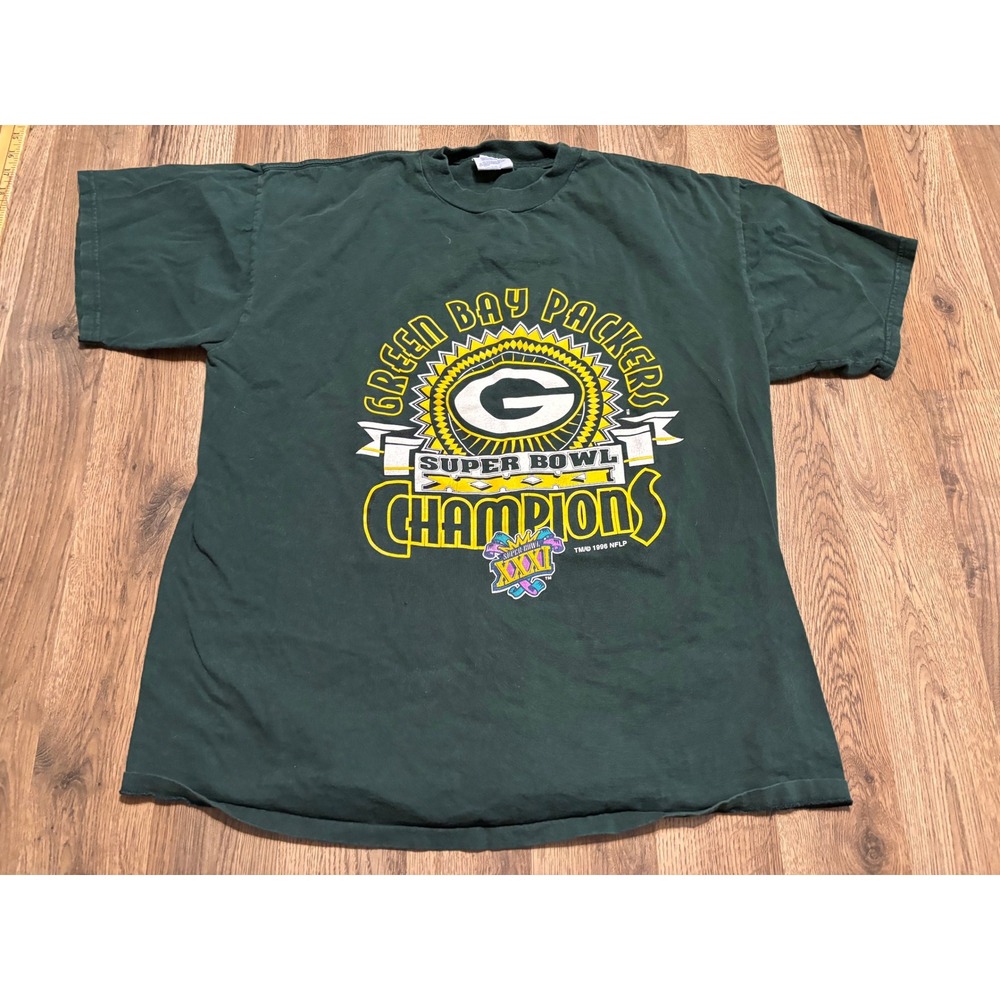 Tultex Shirts Men Size XL Green Short sleeve Super Bowl XXXI Champions 1996
